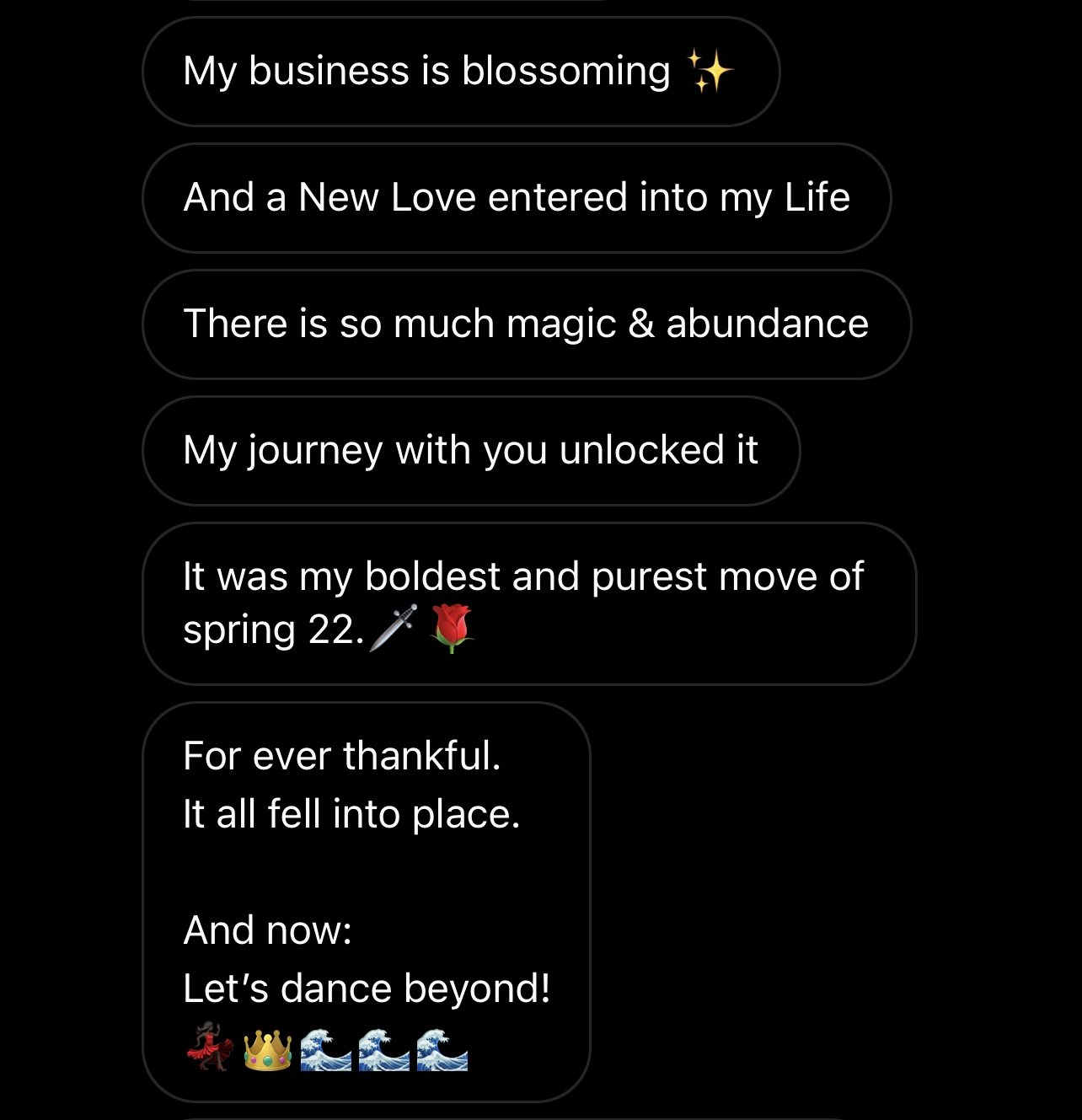 Client message about new love