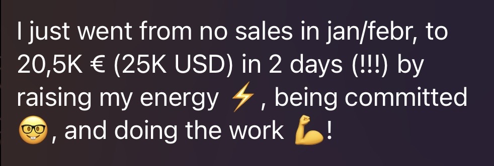 Client message about reaching 20k