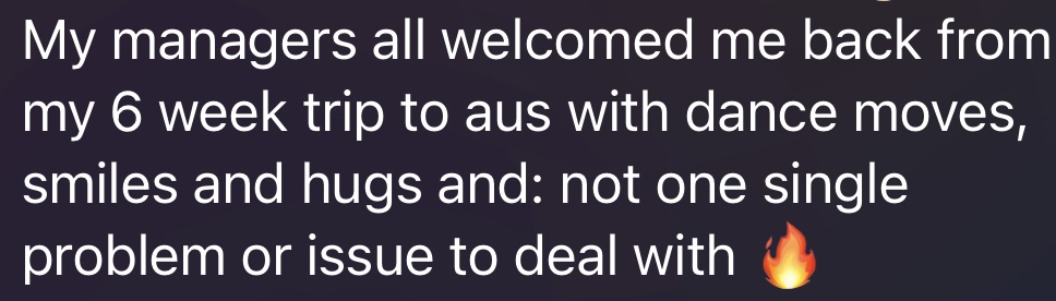 Client message about managers welcoming a change