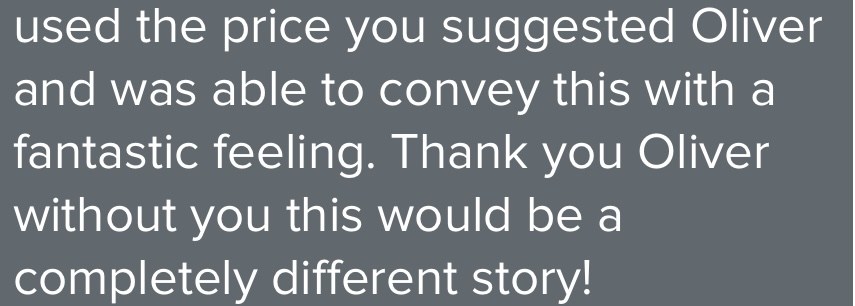Client message about confidently presenting a suggested price