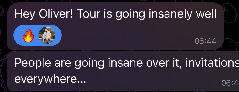 Client message about a tour