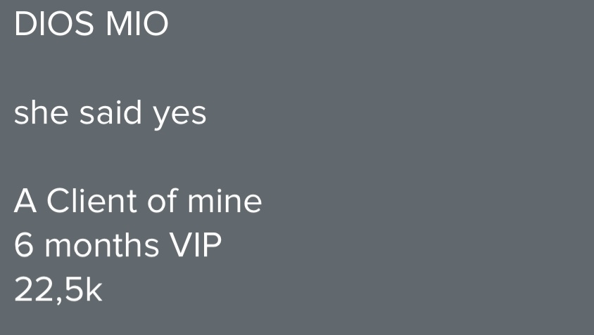 Client message about high-ticket sales